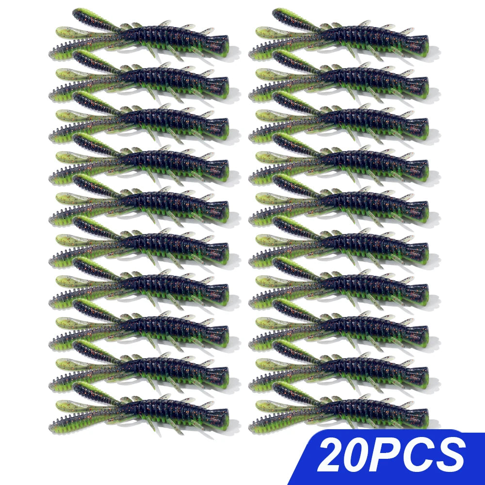 Floating Soft Lures Kit 5cm 6cm 7cm Shrimp Rig Hook Pesca Gear Tackle Silicone Swimbait Carp Attract Fishing Set 10-20pcs Bait