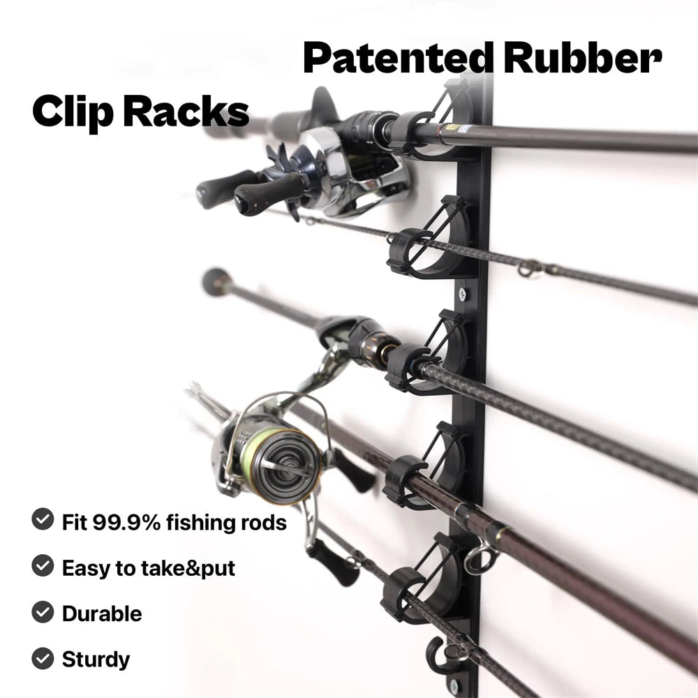 6-Slot Fishing Rod Rack - Universal Horizontal/Top Mount Holder for Spinning/Casting Rods Clamp Fits All Fishing Poles