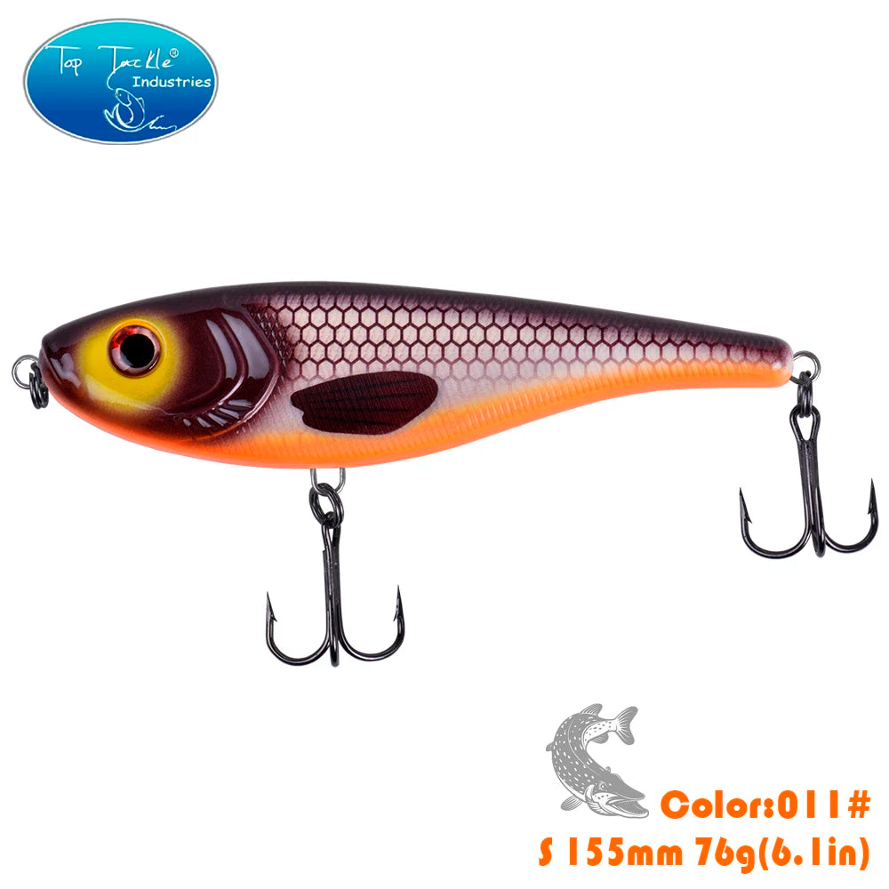 CF LURE 155mm 75g Balance Slow Sinking Jerk bait Fishing Lure Hard Baits Pike Fishing