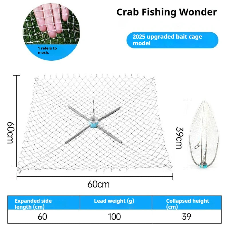 Crab Trap Cage for Fishing Crabs, Portable Crab Pot for Sea Crabs, Hairy Crabs, River Shrimp & Crayfish