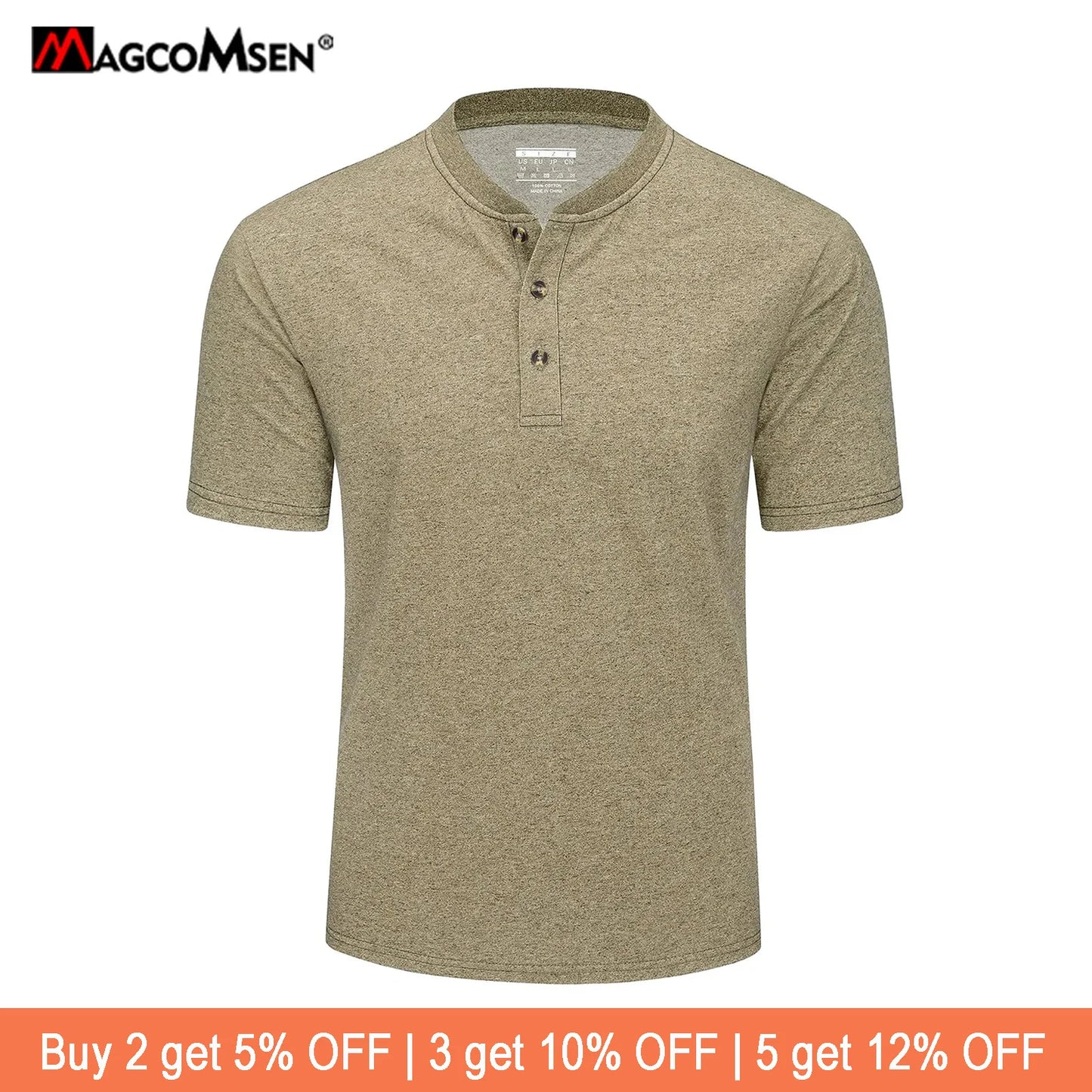 MAGCOMSEN Men's Henley T-shirt Cotton Blend Summer Short Sleeve Fashion 3 Buttons Front Placket Tee Shirt