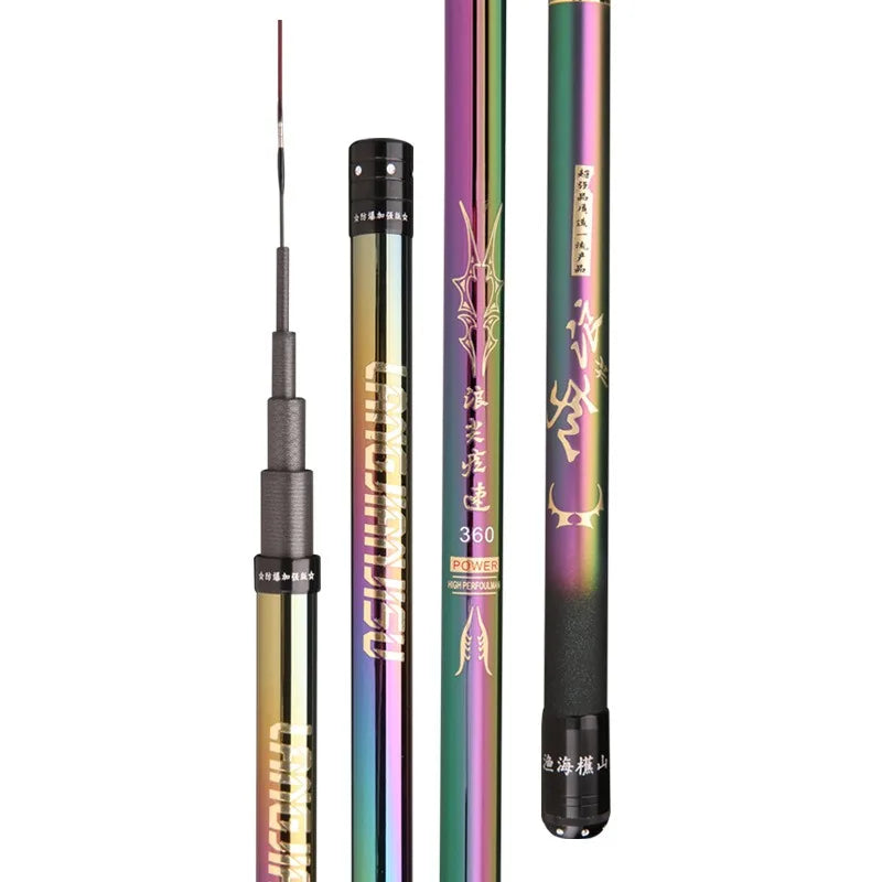 2.7M/4.5M/5.4M/6.3M/7.2M/8M/10M Telescopic Stream Rod Carbon Reservoir Pond Fishing Rod Super Light Hard Fiber Hand Fishing Pole