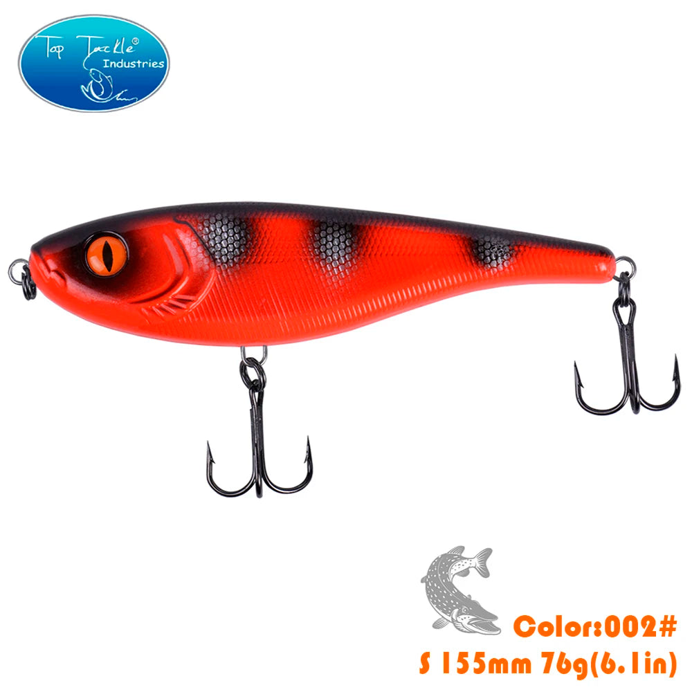 CF LURE 155mm 75g Balance Slow Sinking Jerk bait Fishing Lure Hard Baits Pike Fishing