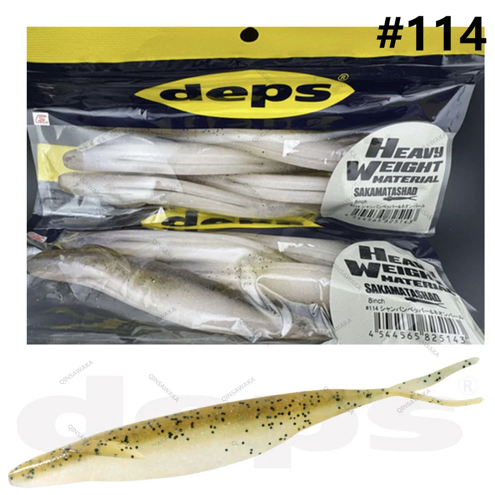 Japan deps SAKAMATA SHAD Heavy Weight soft Baits  5inch 6pcs / 6in 6pcs / 7in 5pcs / 8in SALT&GLASS SAND 70% 4pcs Bass Lure