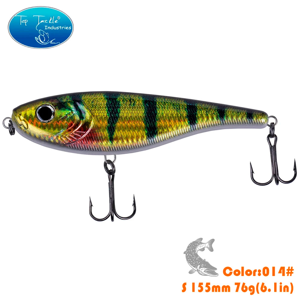 CF LURE 155mm 75g Balance Slow Sinking Jerk bait Fishing Lure Hard Baits Pike Fishing
