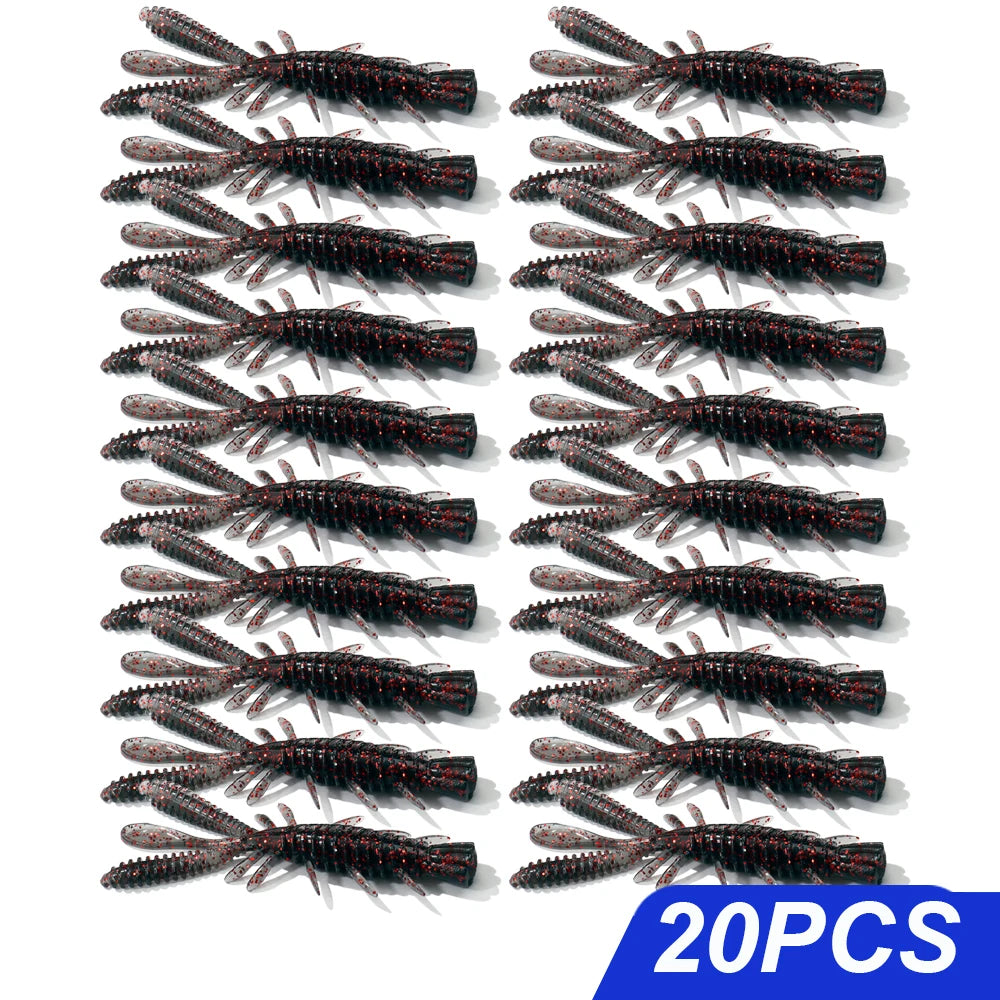 Floating Soft Lures Kit 5cm 6cm 7cm Shrimp Rig Hook Pesca Gear Tackle Silicone Swimbait Carp Attract Fishing Set 10-20pcs Bait