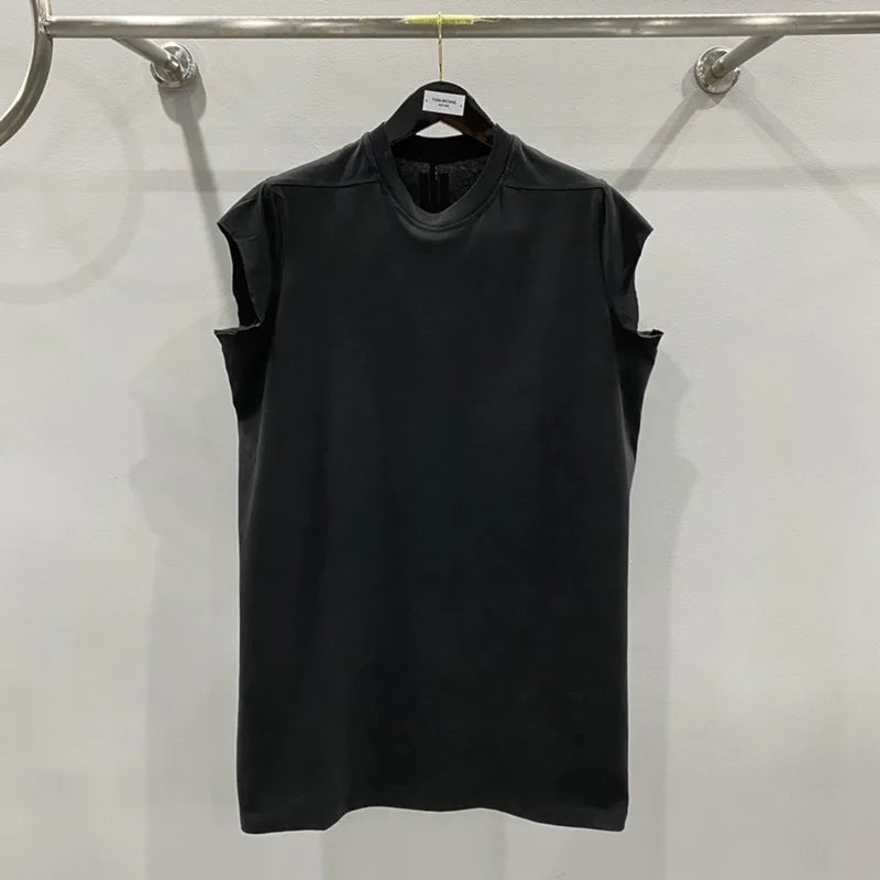 HKSH Summer New Men's Tide Dark Cotton T-shirt Classic Large Size Loose Ragged Edge Solid Color Tank Tops Chic Punk Vest HK2022