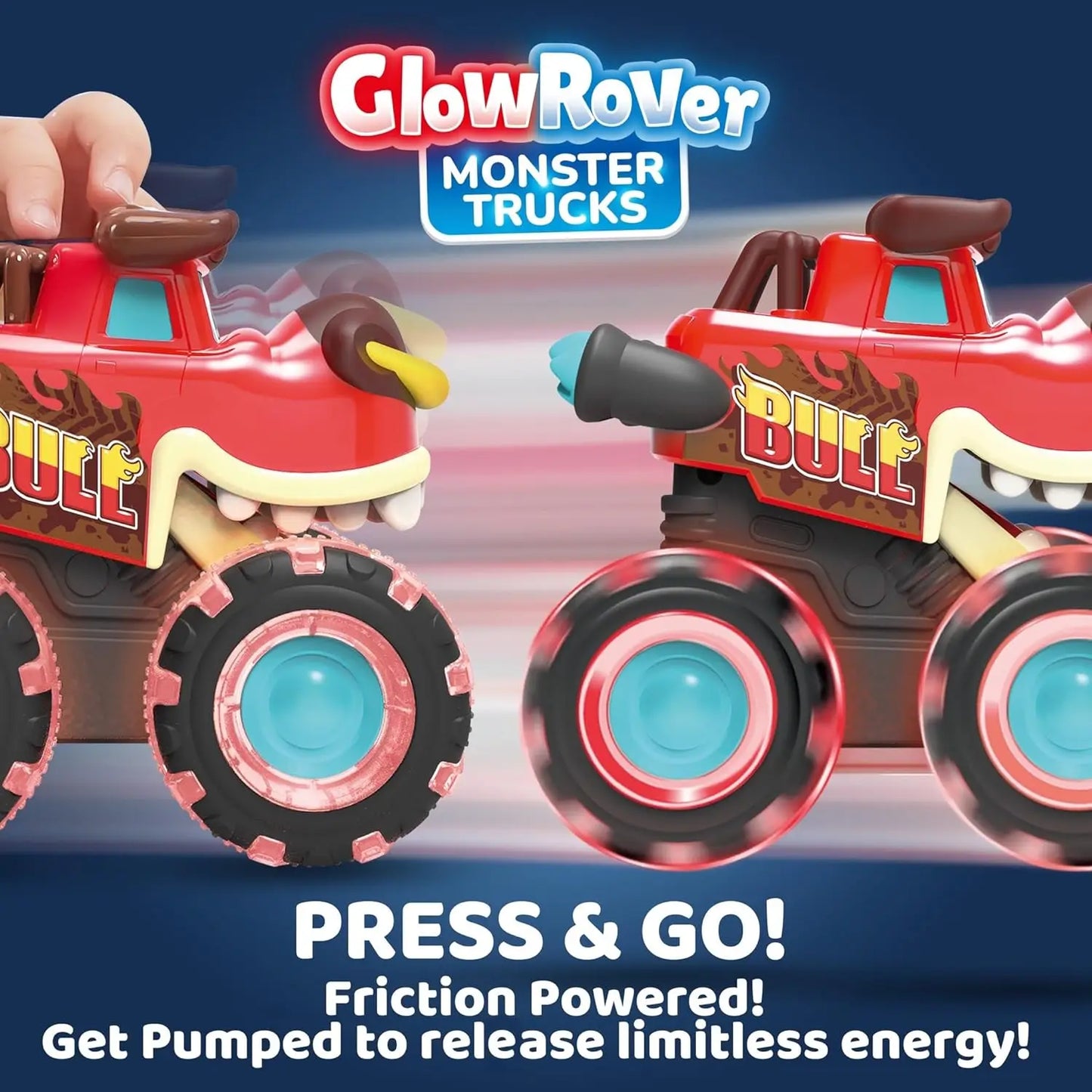 JOYFY 3 Pack Monster Truck Toy Motion Activated Light-Up Cars Press & Go Cars for Boys Girls Birthday Christmas Gifts