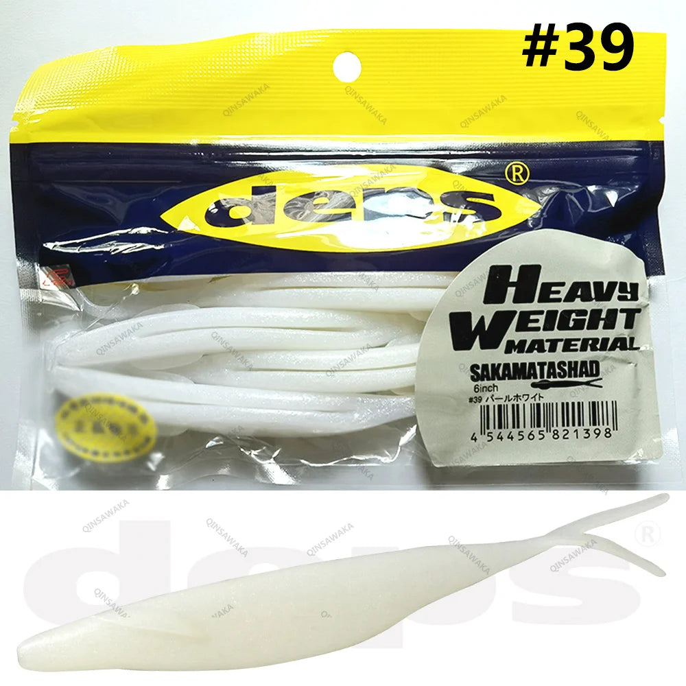 Japan deps SAKAMATA SHAD Heavy Weight soft Baits  5inch 6pcs / 6in 6pcs / 7in 5pcs / 8in SALT&GLASS SAND 70% 4pcs Bass Lure