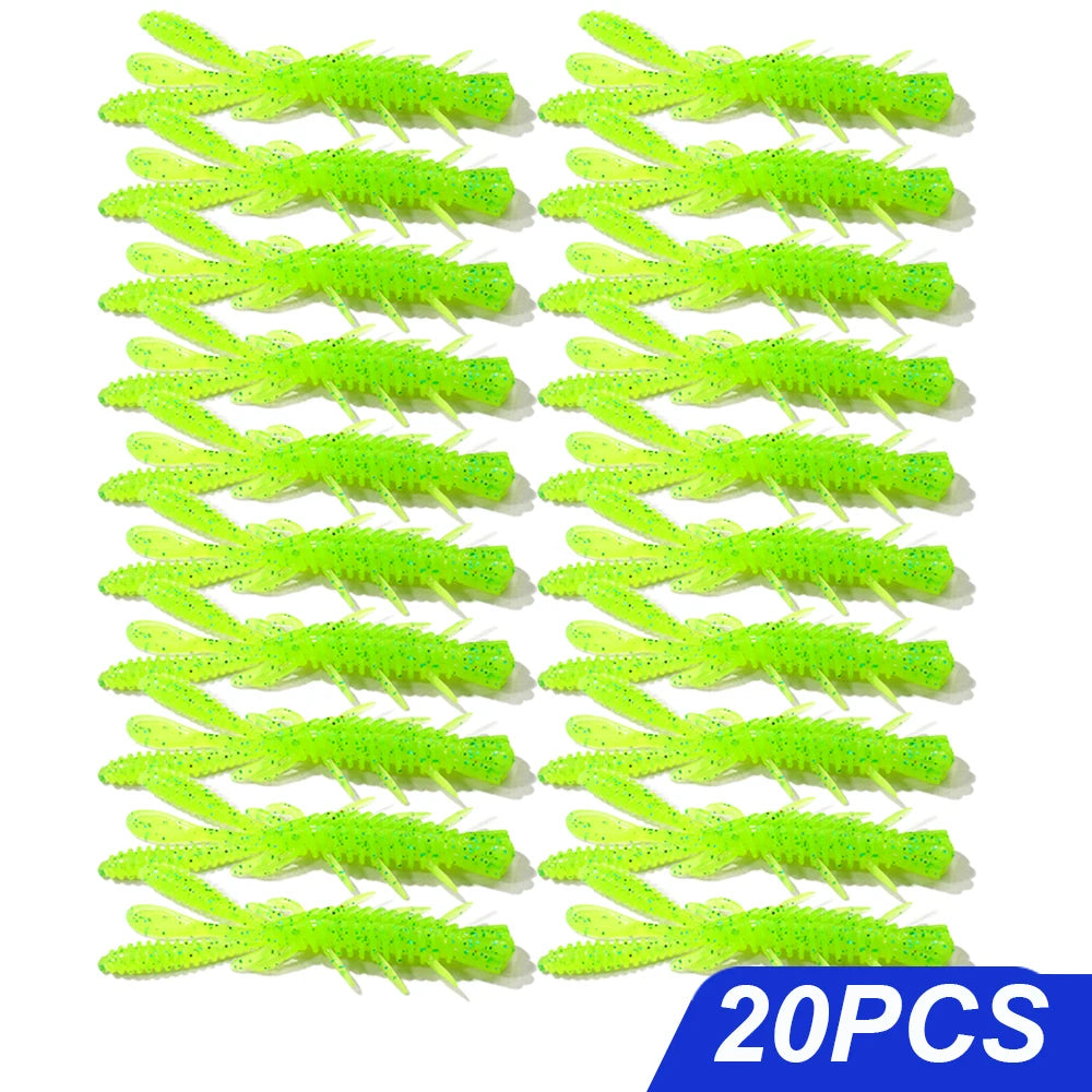Floating Soft Lures Kit 5cm 6cm 7cm Shrimp Rig Hook Pesca Gear Tackle Silicone Swimbait Carp Attract Fishing Set 10-20pcs Bait