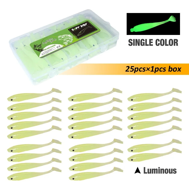 Fishing Lures Set 25Pcs 95mm Soft Fish fake Swimbait for Trolling Wobbler Silicone Bait Kit Sea Fishing Predator Lure with Box