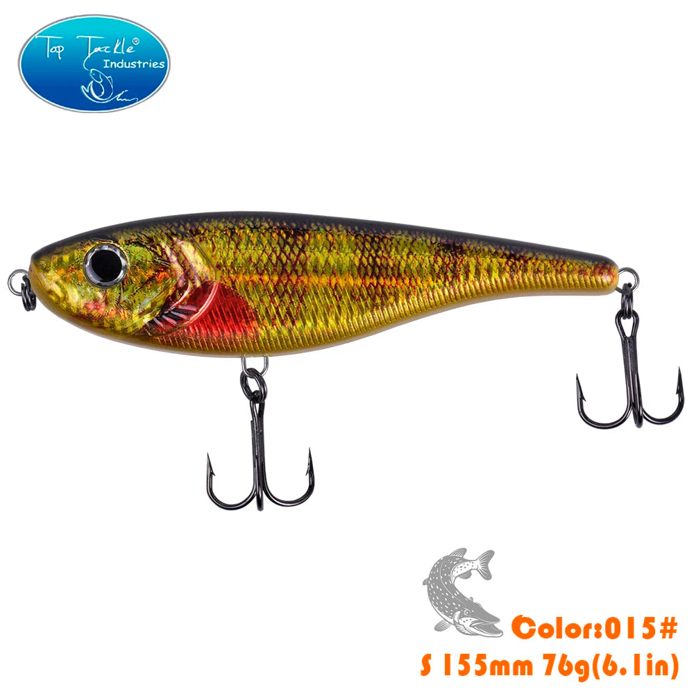 CF LURE 155mm 75g Balance Slow Sinking Jerk bait Fishing Lure Hard Baits Pike Fishing