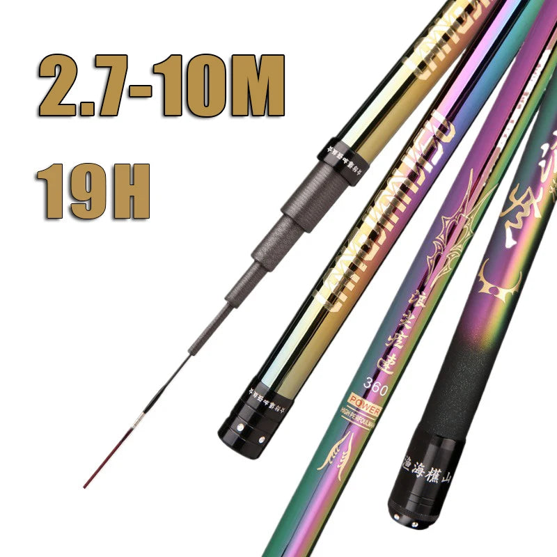 2.7M/4.5M/5.4M/6.3M/7.2M/8M/10M Telescopic Stream Rod Carbon Reservoir Pond Fishing Rod Super Light Hard Fiber Hand Fishing Pole