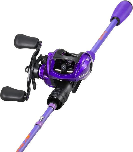 IM6 Graphite 2-Piece Fishing Rod with Low Profile Baitcast Reel Combo, Stainless Steel Guides and Ceramic Rings