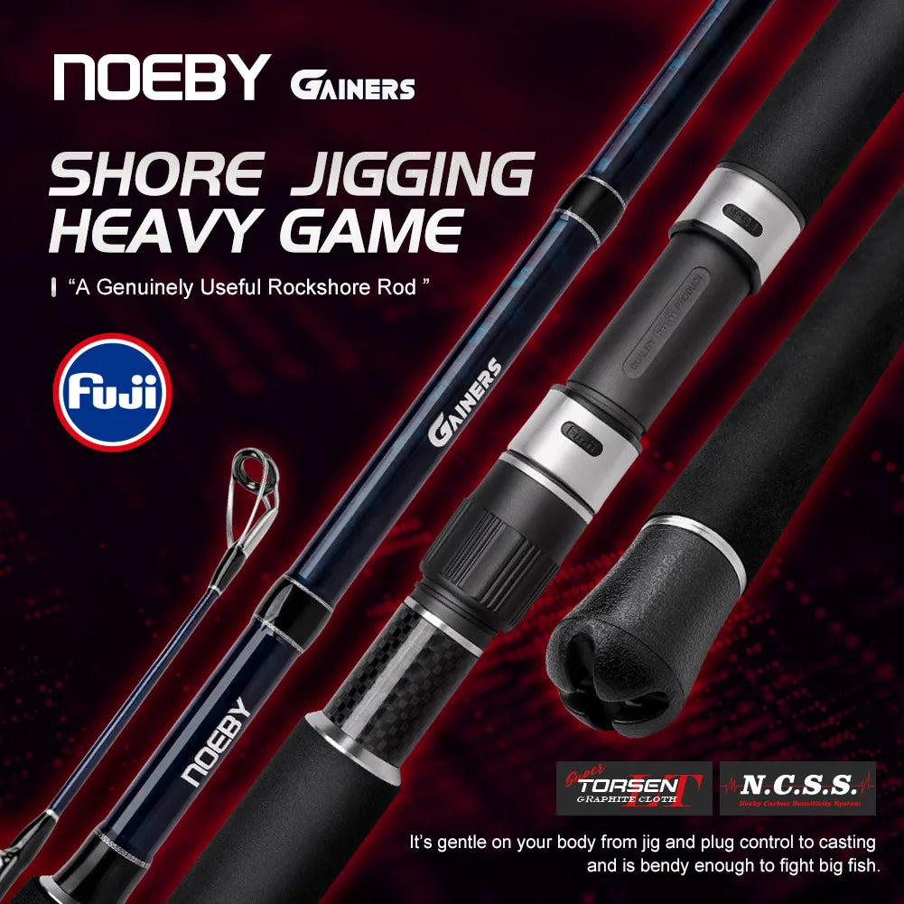 Noeby-Shore Jigging Heavy Game Fishing Rod, Fuji Guide Lure Weight Max 200g Long Cast Spinning Rods, 2.59m, 2.75m, 3.05m