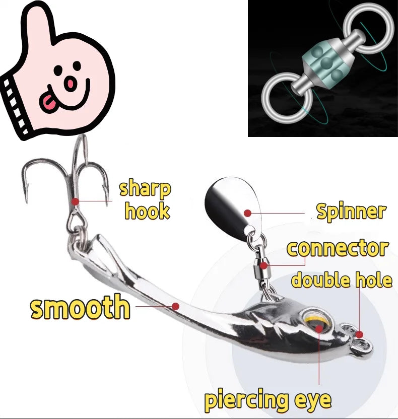 Spinner Bait 5/7/10g VIB Metal Vibration Fishing Lure Hard Bait Rotating Spoon Swinging Device With Sequin Sea Bass Fishing Rig