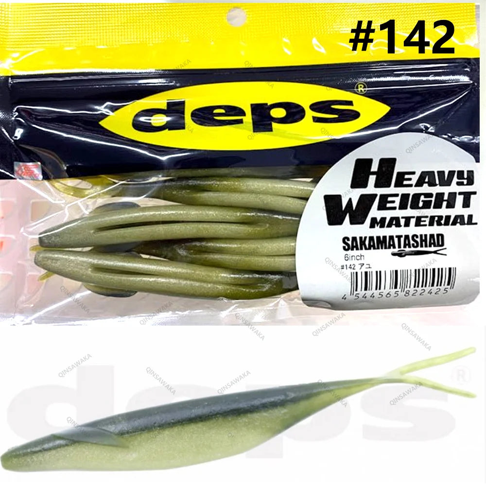 Japan deps SAKAMATA SHAD Heavy Weight soft Baits  5inch 6pcs / 6in 6pcs / 7in 5pcs / 8in SALT&GLASS SAND 70% 4pcs Bass Lure