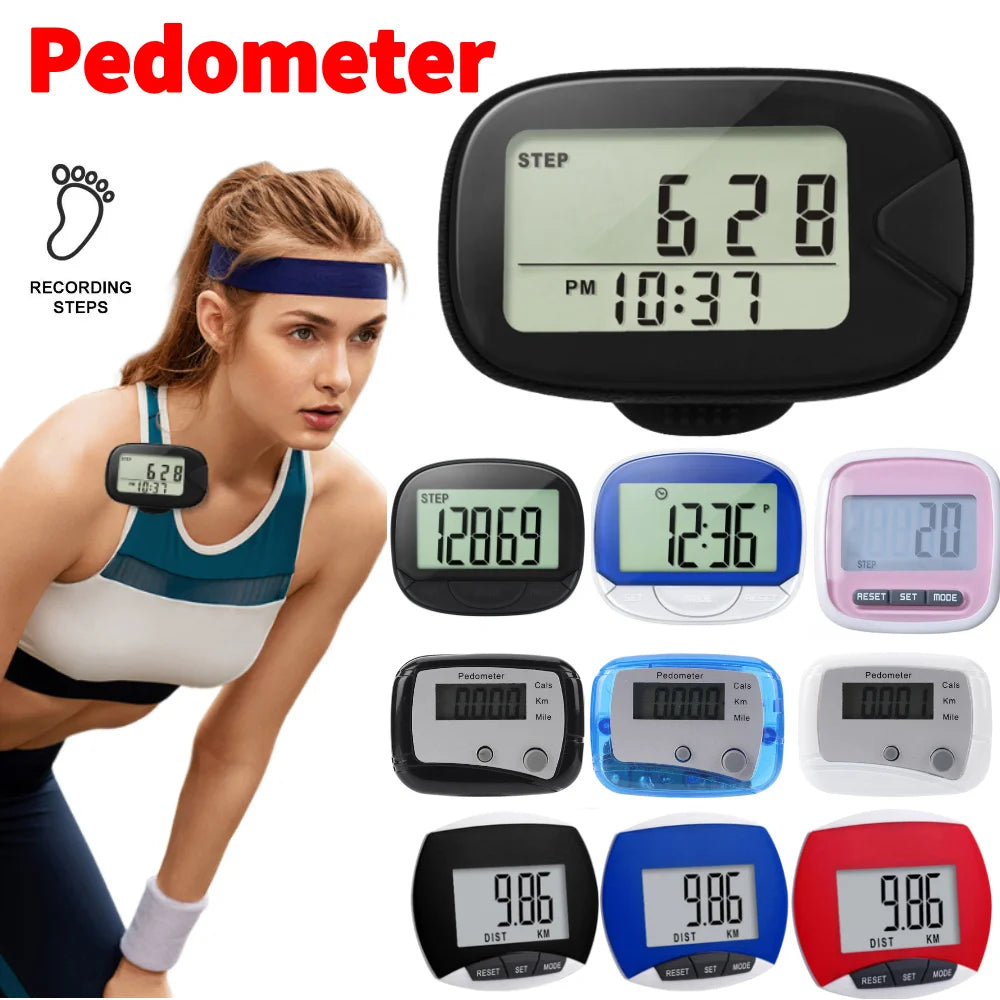 Walking Pedometer Clip On Step Counter Simple Pedometer LCD Dispaly Electronic Pedometer Multi-Function Walking Step Counter