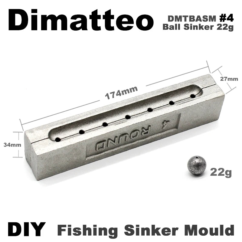 Dimatteo DIY Fishing Ball Sinker Mould DMTBASM/#4 Ball Sinker 22g 7 Cavities