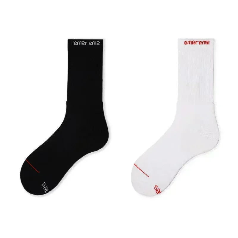 Fashion Designer Mens Sock Streetwear All-Match Black White Sports Long Socks