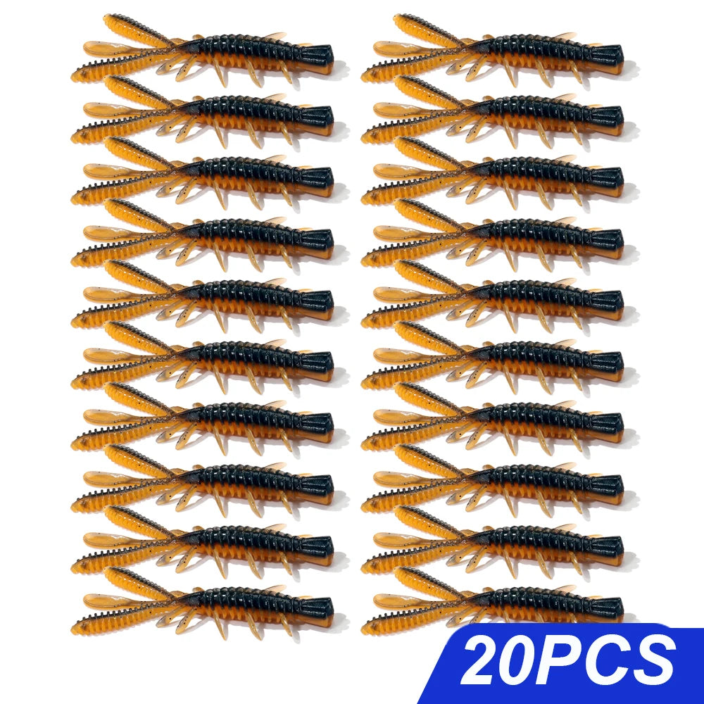Floating Soft Lures Kit 5cm 6cm 7cm Shrimp Rig Hook Pesca Gear Tackle Silicone Swimbait Carp Attract Fishing Set 10-20pcs Bait